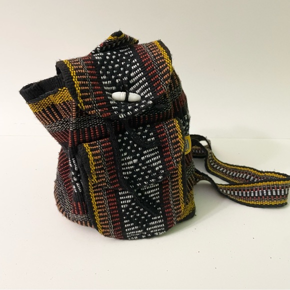 Pinzon Woven Drawstring Boho Hippie Bag Rasta Back Pack - Picture 14 of 16
